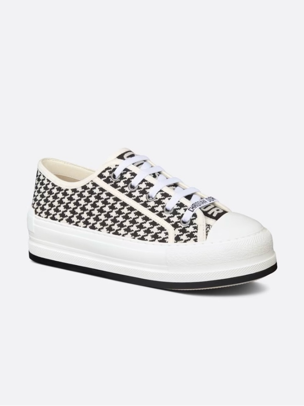 Dior Black & White Houndstooth Low-Top Canvas Sneaker- 36.5